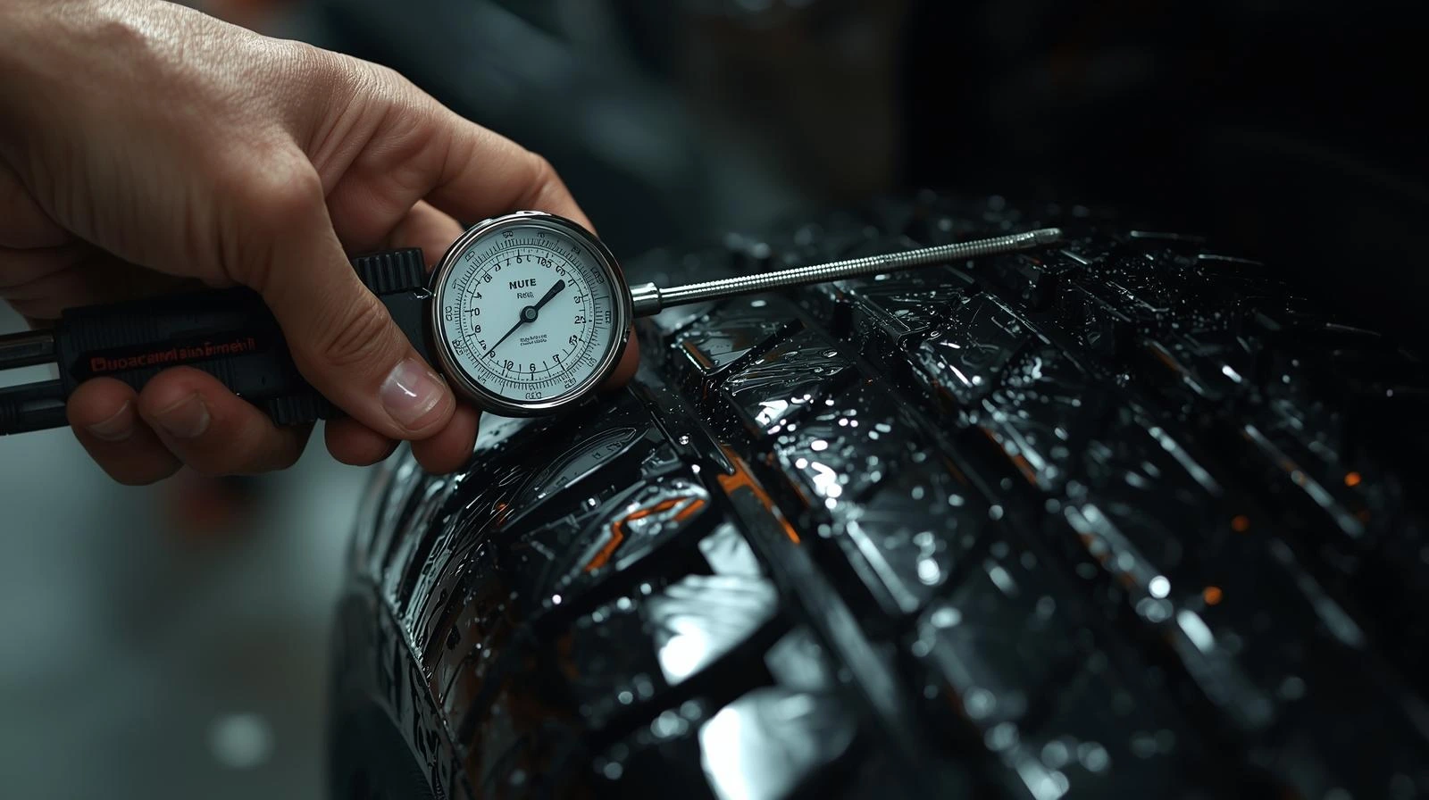 Measuring tyre tread depth for wet-weather safety