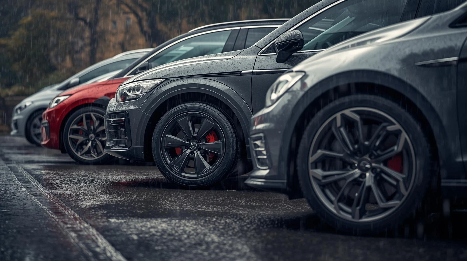 Hatchback, SUV, and sedan with tyres suited for rain