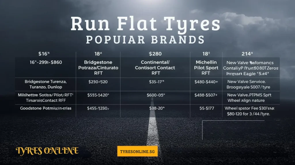 Singapore run-flat tyre price comparison chart